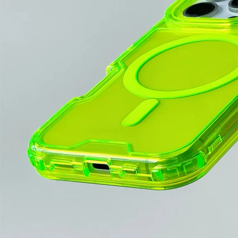 Neon Color Shockproof MagSafe Case with Wireless Charging Compatibility
