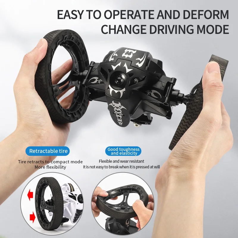 2.4G RC 스턴트 바운스 자동차 WIFI HD 카메라 점프 자동차 유연한 바퀴 회전 LED 라이트 원격 제어 차량 장난감 선물