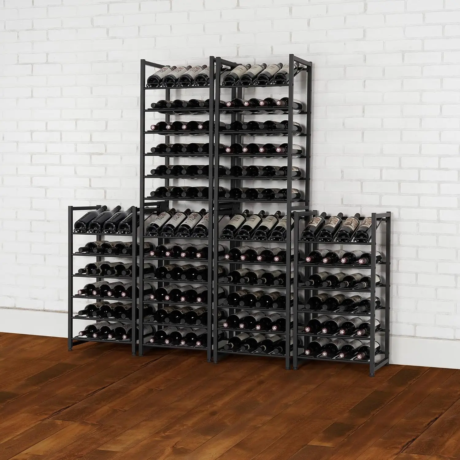Up to 24 Wine Bottles-Industrial Kitchen Storage Bottle Display Stand-Matte Black Metal Construction 16.5 x 13.5 x 31.6in