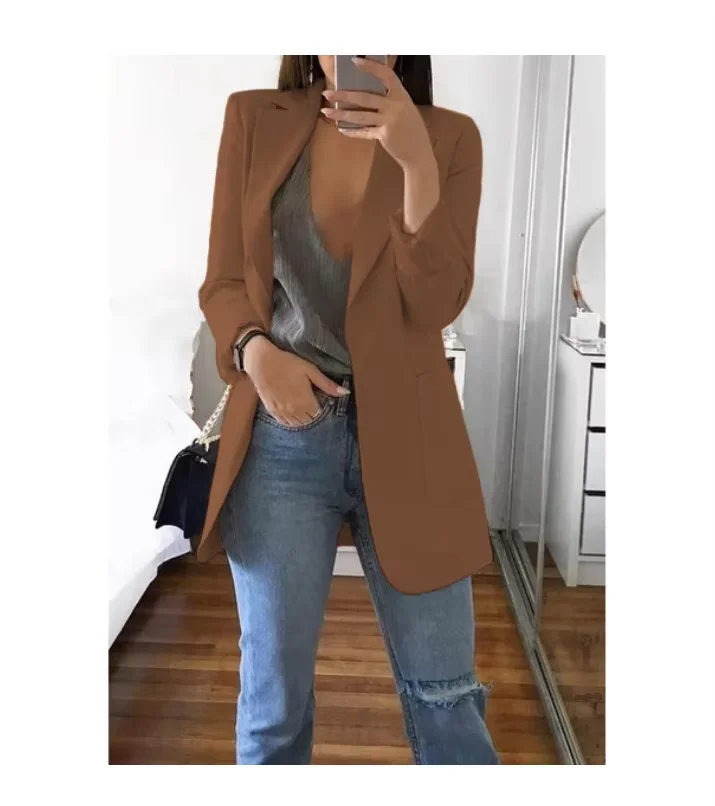 Frauen Europäische Amerikanische Mode Casual Polo Neck Slim Fit Strickjacke Frühling Herbst Temperament Mantel 2025 – Detail 28