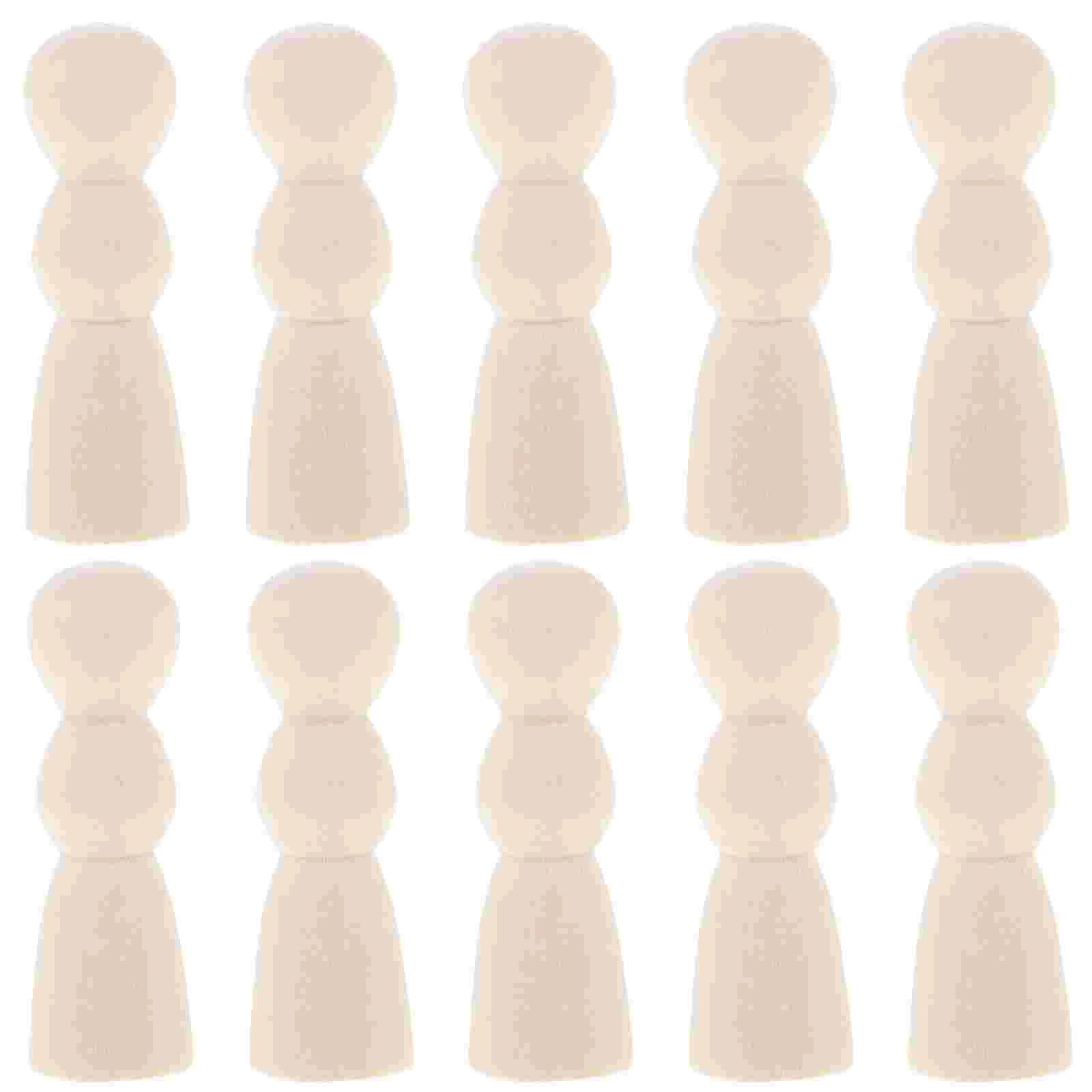 

10 Pcs Unpainted Wooden Peg Dolls DIY Graffiti Puppets Nail Unfinished Child