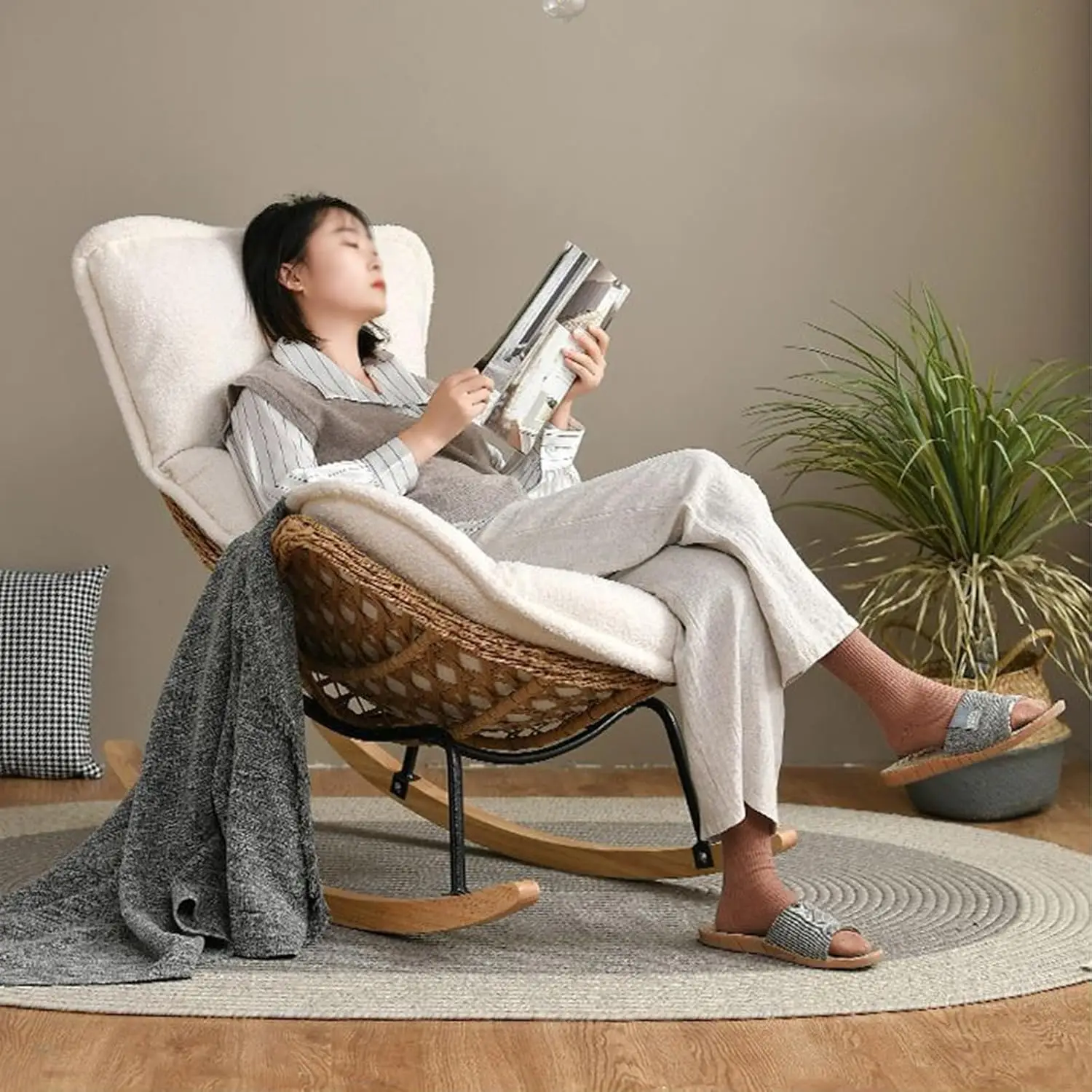 Modern Rocking Chair Indoor, Glider Rocking Chair, Upholstered