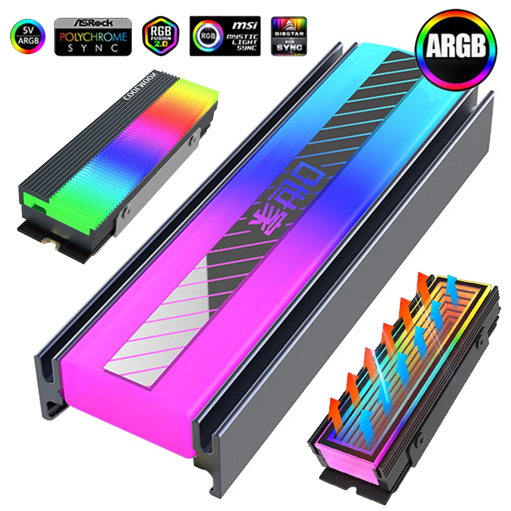 M-2-SSD-Hard-Disk-Heatsink-Aluminum-M2-Radiator-5V-3Pin-ARGB-Aura-Sync ...