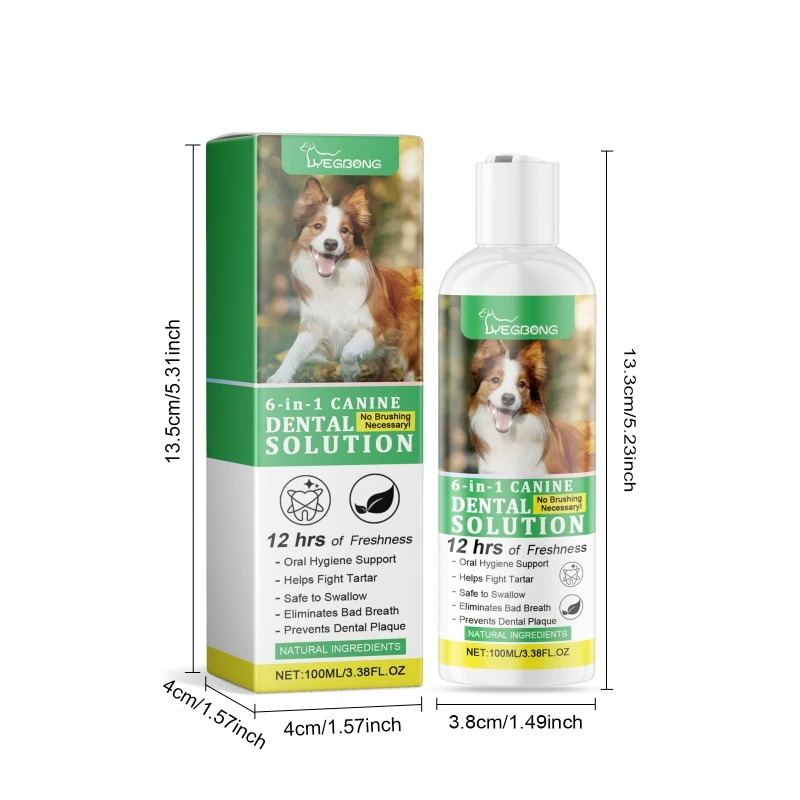 Effective Pet Dental Cleanser Water 100ml/3.4oz Natural Extracts Mouth Freshing Liquid for Daily Use Bad Breath Fresher