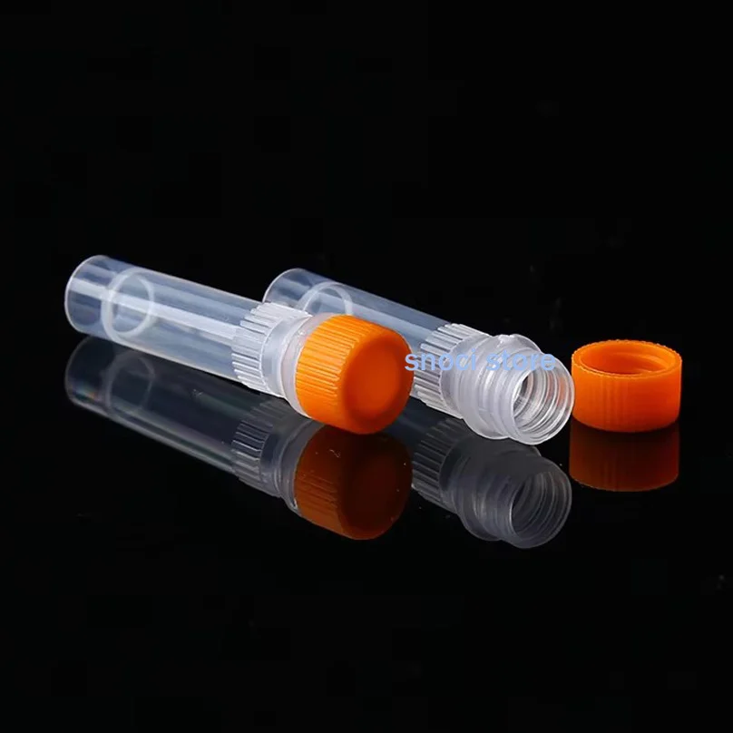1.5ml Cryopreservation Tube Cryotube Freezing Tubes Centrifuge Tube Cryo-Tubes for Lab Analysis Screw Cap 100pcs