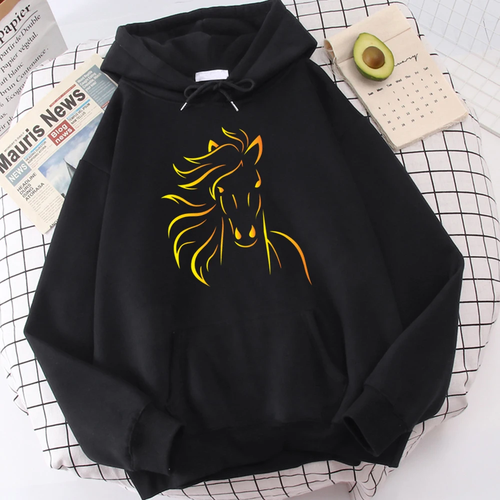 Felpe con cappuccio da uomo con grafica cavallo moda