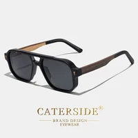 Lunettes de soleil polarisées CATERSIDE pour hommes, design rétro de marque de luxe, branches en bois massif, lunettes de soleil pour femmes, idéales pour la conduite et les soirées 4