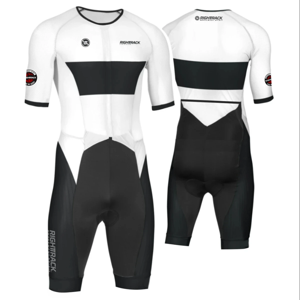 Cycling Suit RIGHTTRACK Trisuit Men's Summer Triathlon Race Short Sleeve Skinsuit for Swimming Cycling Running