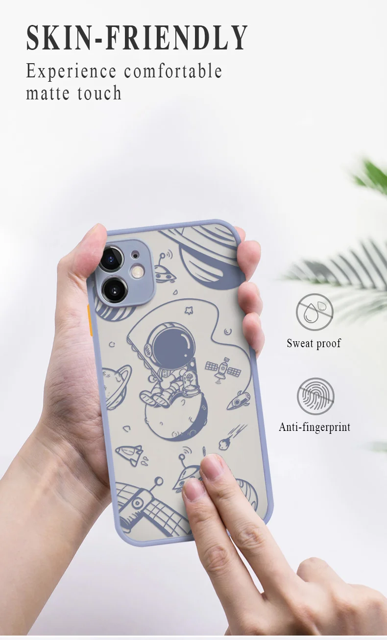 Cartoon Astronaut Hard Matte Case For Oneplus Nord 2 CE 5G Clear Cover For Oneplus 9 Pro 9R For One plus 9RT 1+9 8 1+8T 1+7T 6T samsung flip cover
