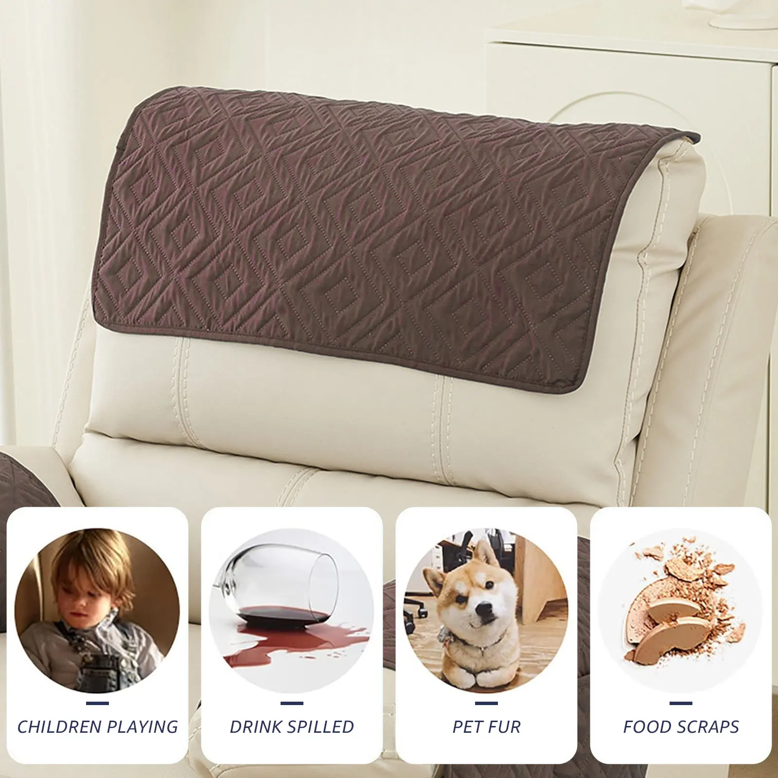 3/5Pcs Recliner Headrest Protector Soft Polyester Sofa Headrest Cover 22x15inch Anti Cat Scratching Sofa Protective Mat for Home sofa cover sofa mats