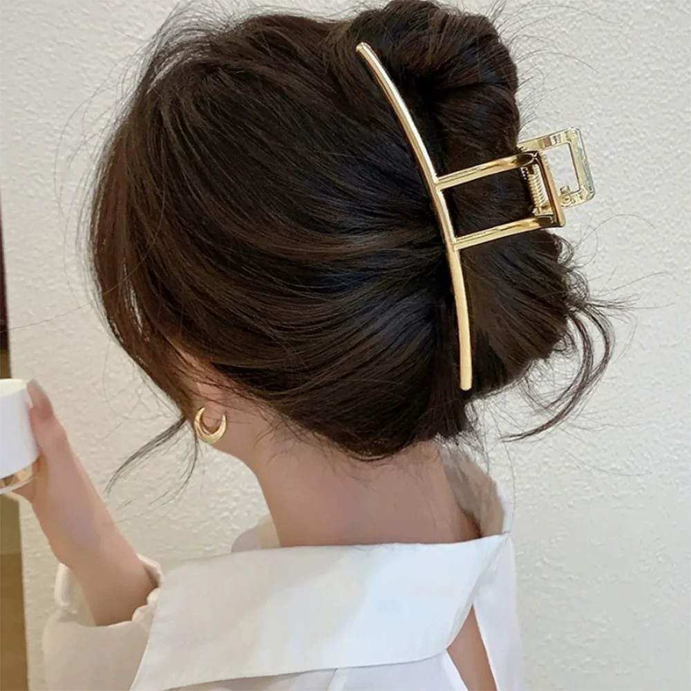 Neue Frauen Elegante Geometrische Haar Krallen Vintage Einfache Haar Clip Greifen Große Metall Haarnadeln Barrettes Mode Haar Zubehör – Detail 2