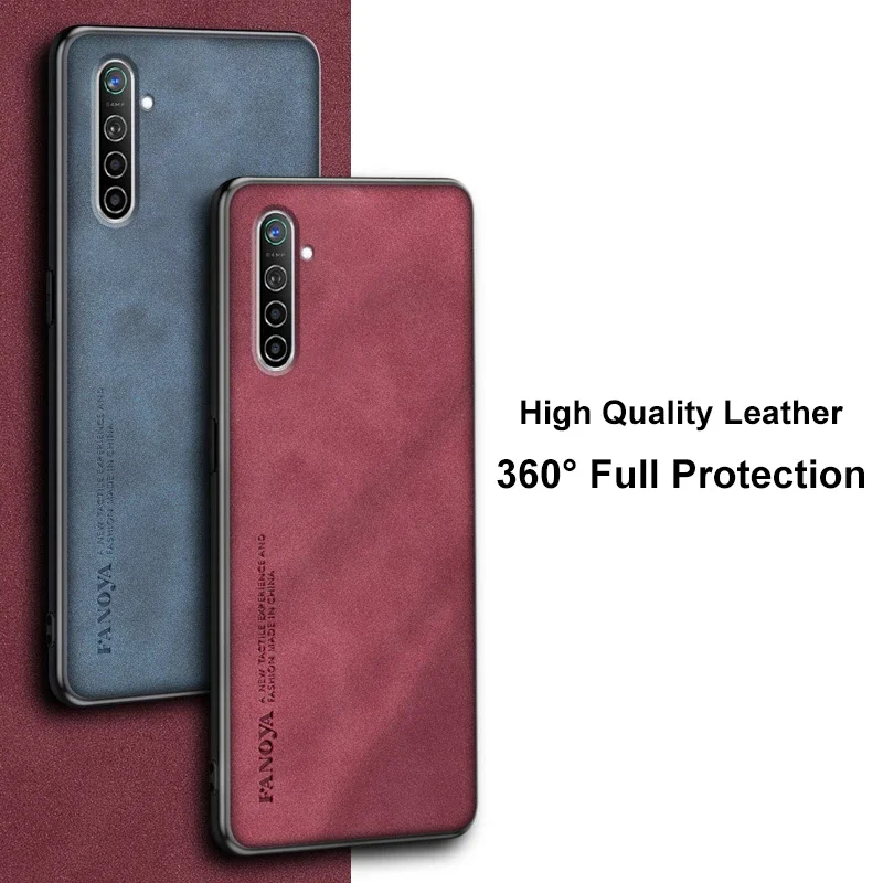 Luxury PU Leather Case For Realme XT X2 Back Cover Matte Silicone
