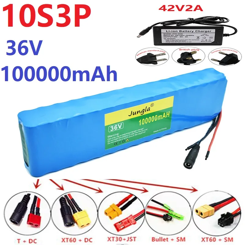 10S3P 36V 100Ah 18650 300500W Rechargeable Lithium Battery Charger Custom Plugin Intelligent