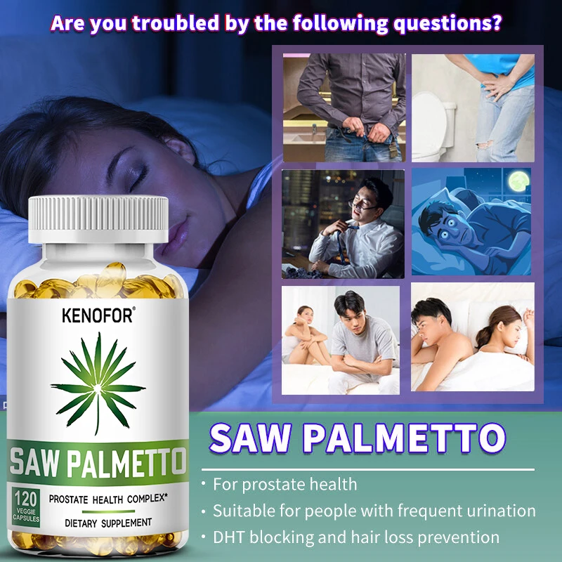 Prostate Saw Palmetto Supplement Men's Prostate Health Support Size Supports Urinary Relief Bladder Control Promotes Hair Growth saw palmetto supplement prostate urinary tract capsules