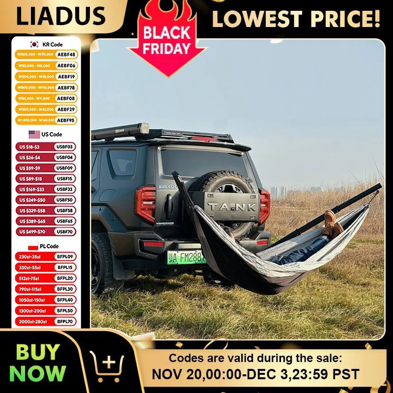 รถ Hitch Hammock Square Hitch แบบพกพา Camping Off-Road รถ Swing Tailgate Trailer Hook กลางแจ้ง UV Heavy Duty 1