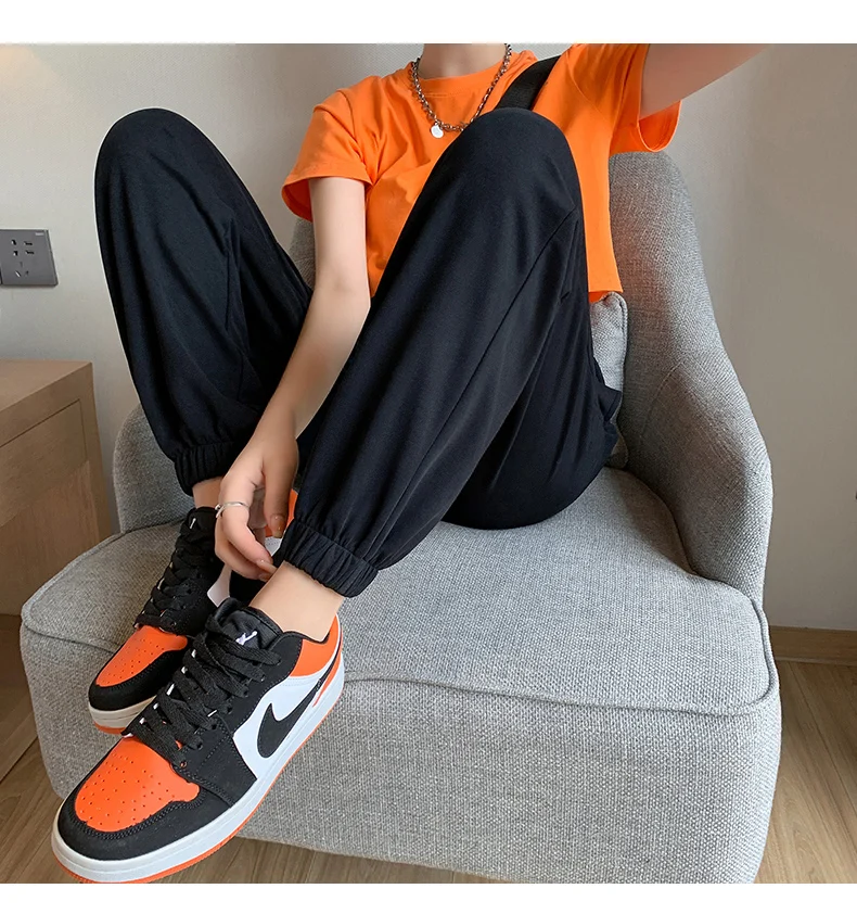 Summer Women's Pants Ice Silk Oversize Cargo Sweatpants Traf Harajuku Korean Fashion Y2k Streetwear Pants Aesthetic PELEDRESS