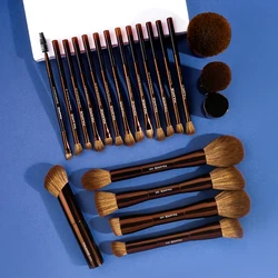Deluxe 20 - Piece Dual - Ended Makeup Brush Set for Flawless Application and Blending (Deep Coffee)