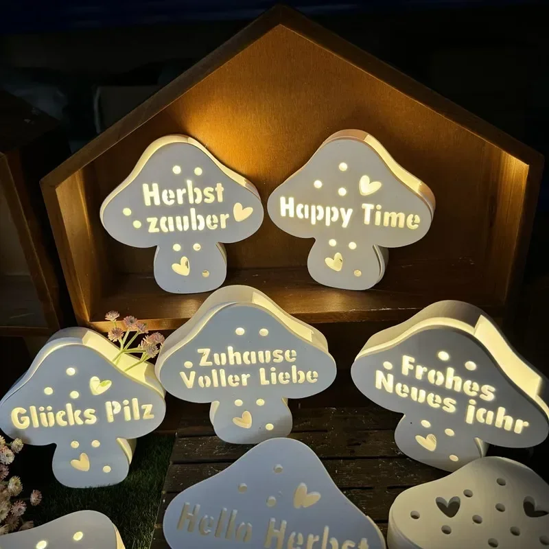 Luminous Silicone Mold silicone mold for LED Light Chain Gypsum Concrete Mold New Year Home Ornaments Lucky Mushroom