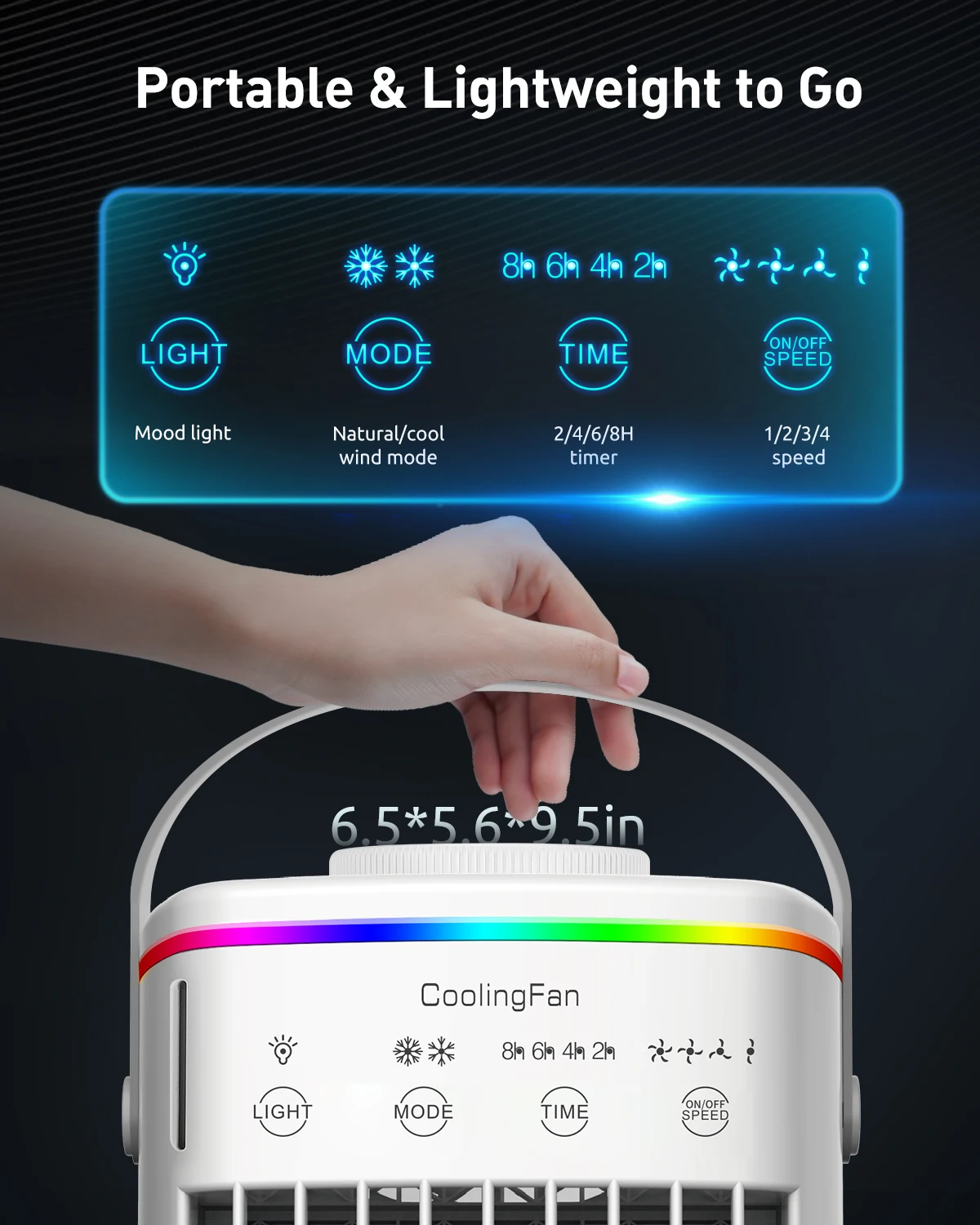 Portable Mini Air Cooler Fan with Humidifier for Home Office