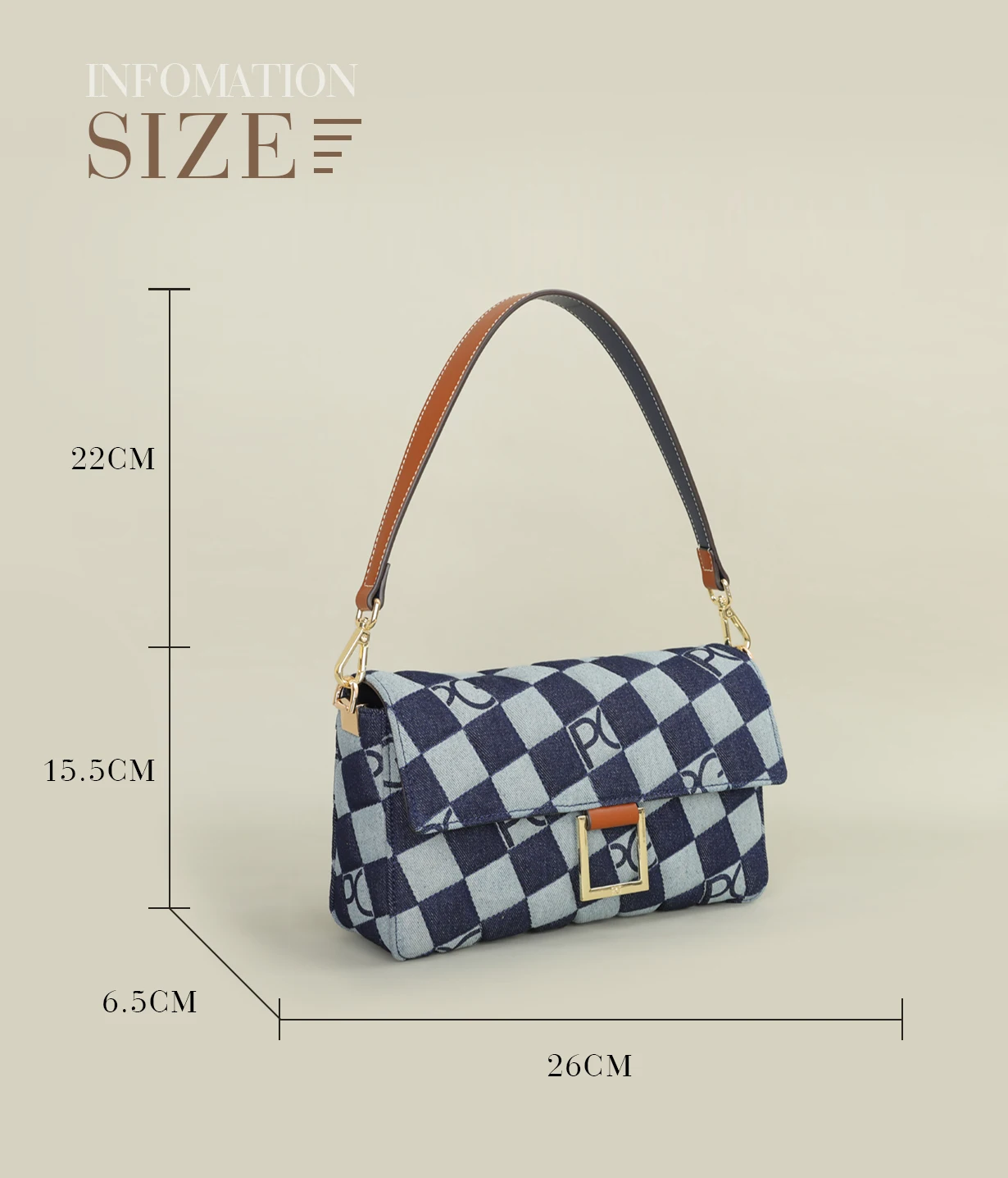Fashion satchel bag with letter detail