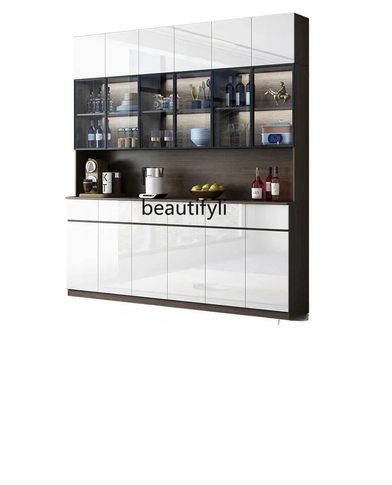 

Dining Side High Cabinet Modern Simple Integrated Wall Cabinet Multi-Functional Kitchen Storage Living Room Storage Wine Cabinet