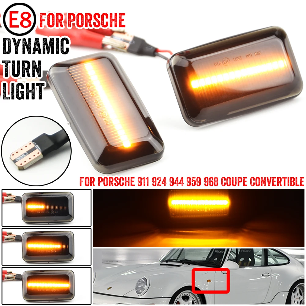 

Smoked Dynamic Amber Led Side Marker Lights For Porsche 911 924 944 959 968 For Audi 100 200 A6 80 90 For VW Golf I II Passat