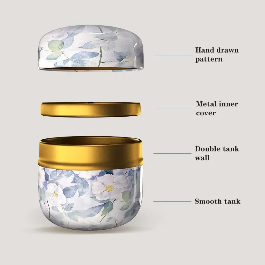 Tea Tin Box Tea Canister Mini Tea Box Storage Containers Tea Coffee Tins Flowers Pattern Food Storage Box for Herb Candy Chocolate Sugar Spices Candle