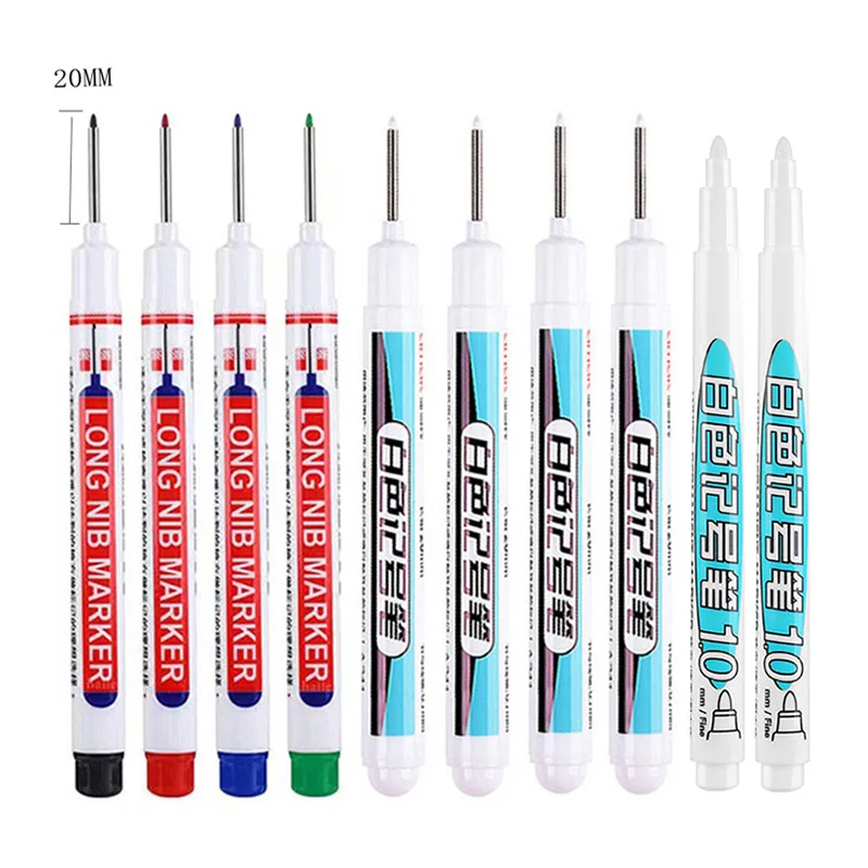 

Haile Oily Waterproof Deep Hole Tool Marker Pen Set Bathroom Woodworking Decoration Multi-purpose Long Head Markers White 20mm