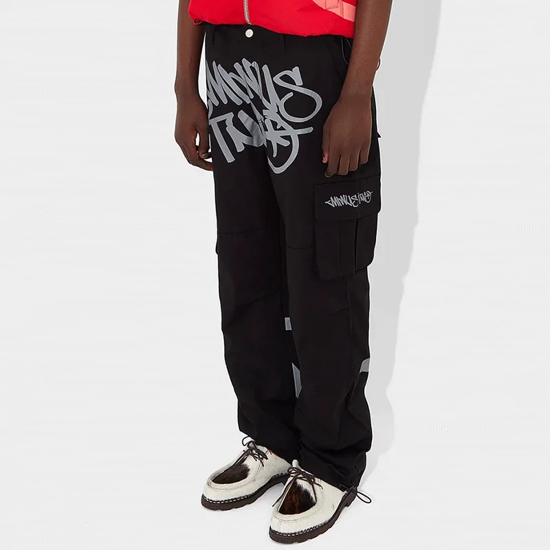 Minus Two High Street Fashion Cargo Long Pants Black -grey Minustwo Logo Print Trousers Hip Hop Men Women Streetwear Clothes 2