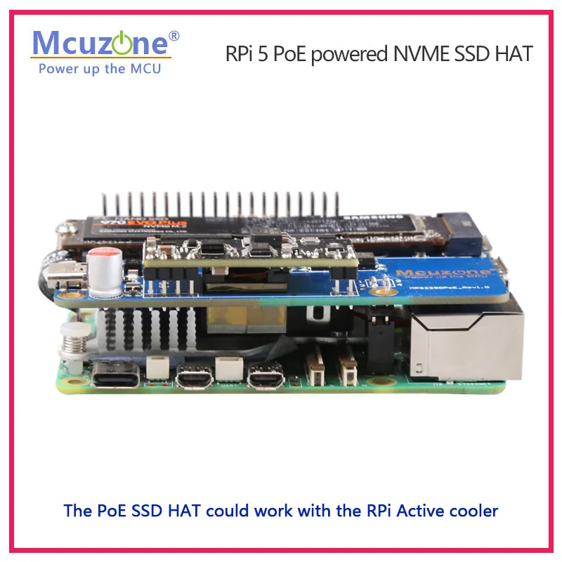 Raspberry Pi5 Power Powered Nvme Ssd Hat Mps2280-poe Pcie M.2 Nvme 2280 Ssd Suporte 242.2230 Poe Power 5v4.5a - Imagem 5