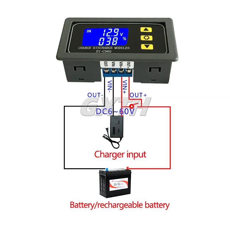 XY-CD60 Battery Charger Discharger Controller Module DC6-60V Low Voltage Current Protection Board LED Digital Display 5