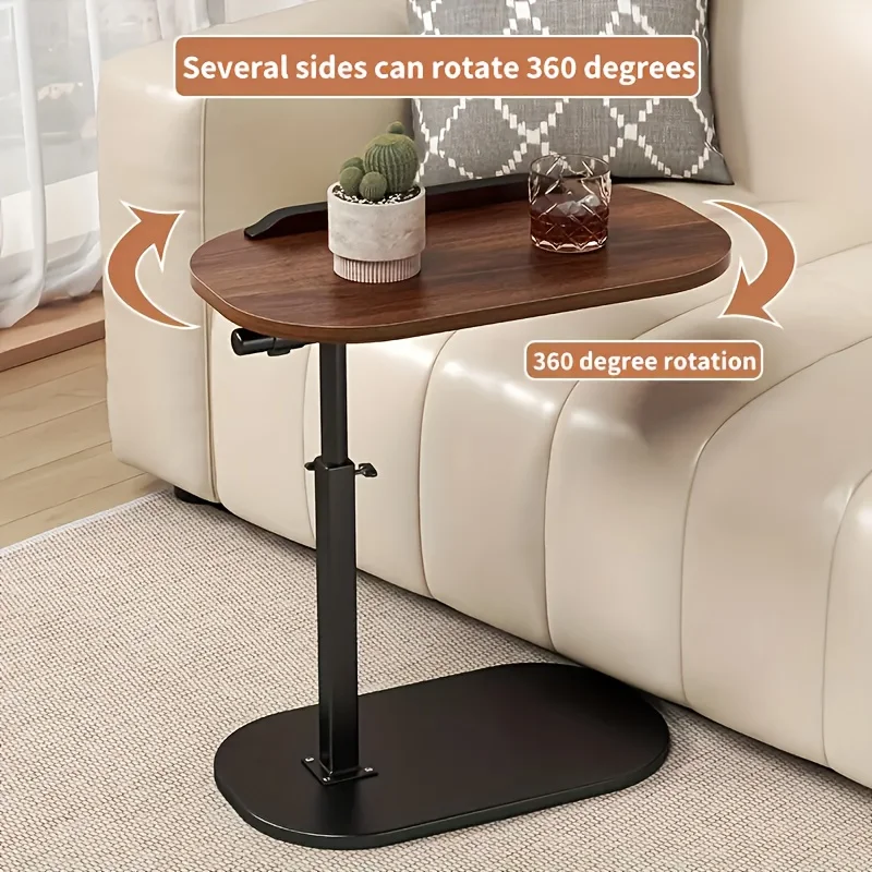 [Modern Laptop Table] Adjustable Height Modern C-Shaped Side Table |  360° Rotating Laptop Table Perfect for Sofa