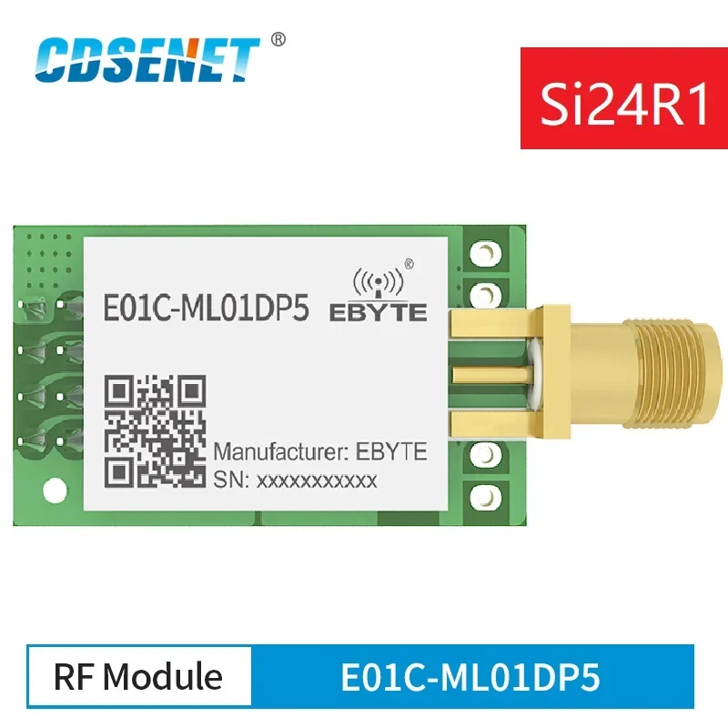 E01C-ML01DP5 Si24R1 Wireless Module 2.4GHz 20dBm 100mW PA LNA Transceiver Transmitter Receiver SPI Interface SMA-K Antenna cdebyte wireless module e01 ml01dp5 2 4ghz nrf24l01p iot rf module nordic nrf24l01 pa lna 20dbm 100mw 2 4g transceiver