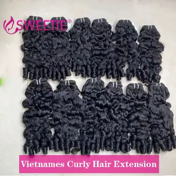 12A Birmanese Pix Riccioli Fasci di capelli umani Offerte Vietnamese Raw Capelli umani vergini Fasci di tessuto Fasci di capelli ricci a spirale dell'oceano