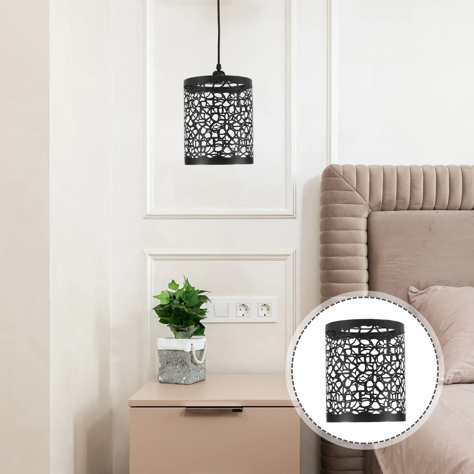 

Hollow Lampshade Table Top Decor Cover Hanging Light Household Iron Wire Fixture Bulb Covers for Bare Wrought Pendant