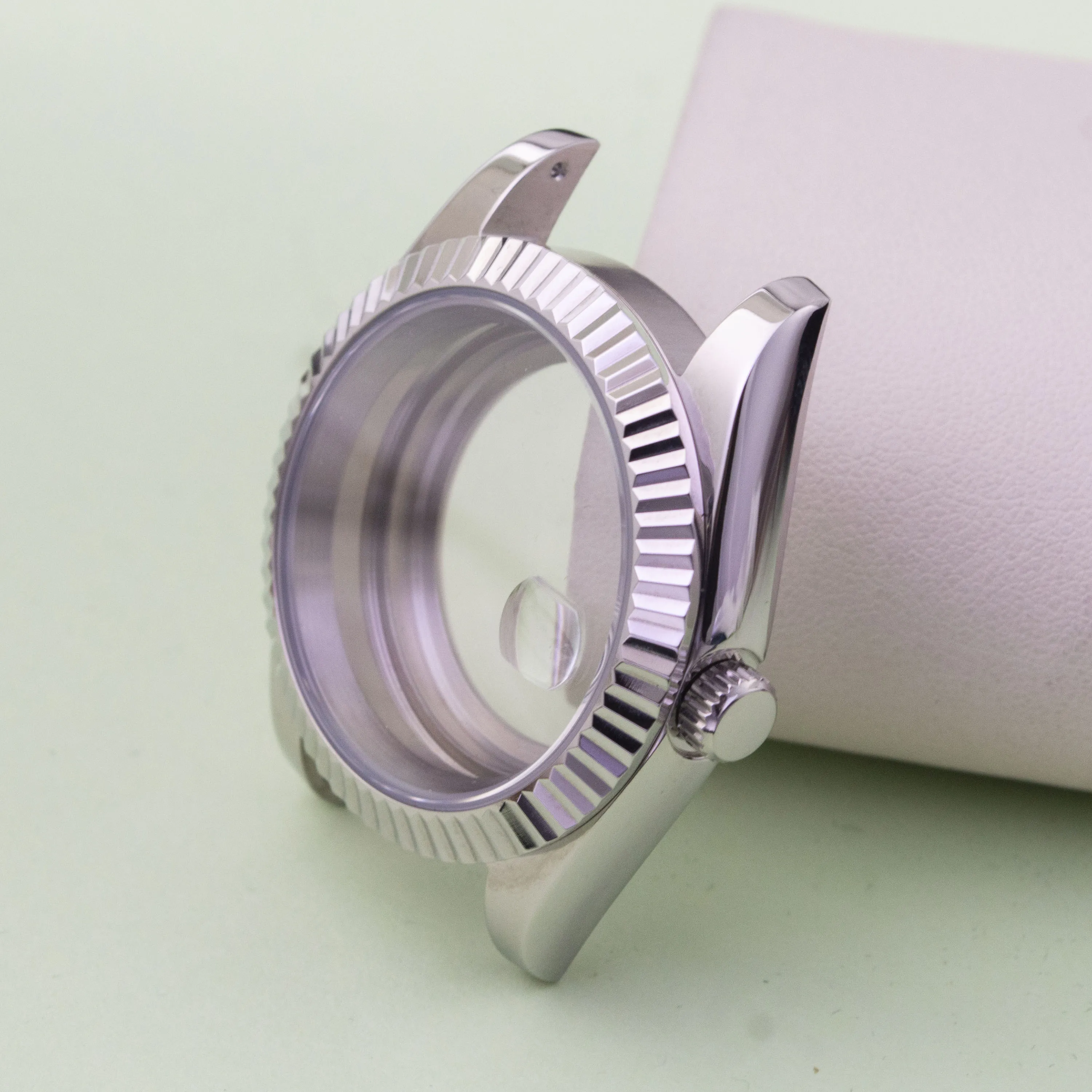 Sleek Stainless Steel Watch Case with Sapphire Glass