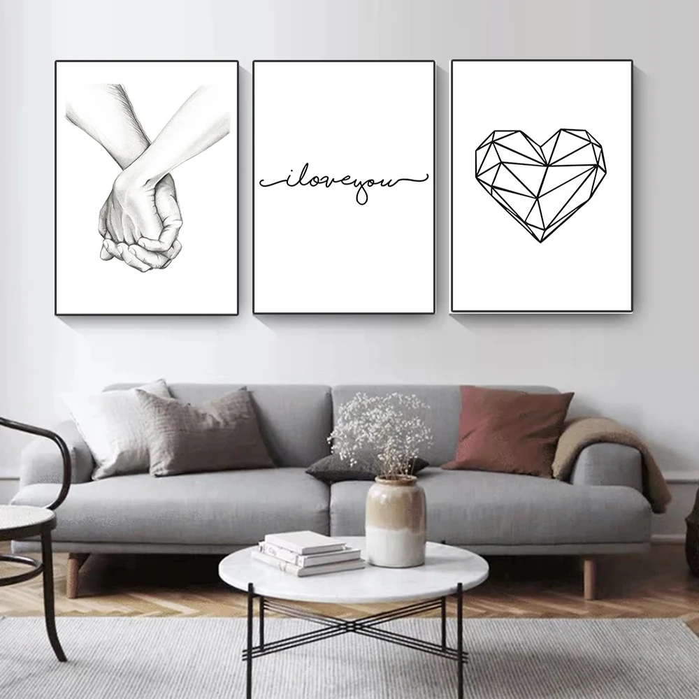 

Creative Hand in Hand Canvas Painting'I Love You 'Modern Fashion Simple Style Poster and Print Wall Art Picture for Home Decor