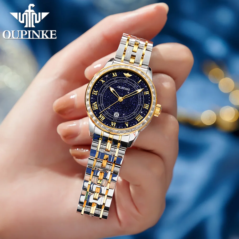 OUPINKE 3203 Woman Watch Starry Sky Automatic Mechanical Watch For Women Waterproof Date Elegant Luxury Ladies Dress Wristwatch