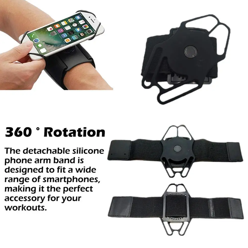 

Phone Arm Holder For Running Adjustable Strap Armband Black Detachable Silicone Phone Holder Universal Wristband K2t2