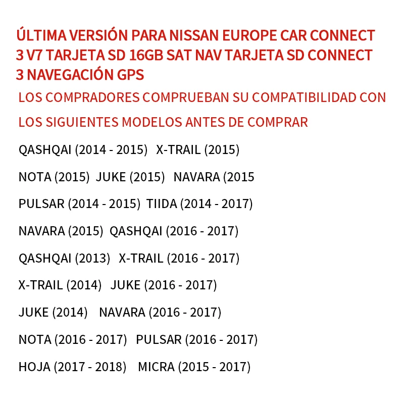 Car Connect 3 V7 GPS SD Card 16GB Sat Nav SD Card Connect 3 GPS Navigation For Nissan Europe gps map navigation sd cards