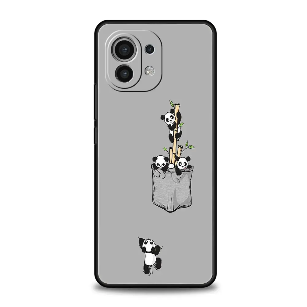 Cute Panda Climbing Bamboo Soft Black Phone Case