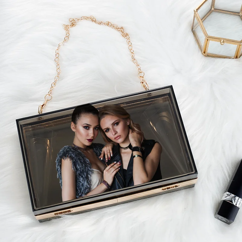 New Custom Acrylic Transparent Women Clutch Bag Chain Luxury Brand Women Messenger Bag Evening Bag Handbag Chain Shoulder Bag