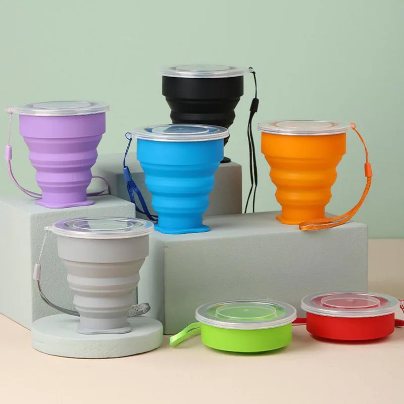 Folding Cups 200ml BPA FREE Food Grade Water Cup Travel Silicone Retractable Coloured Portable Outdoor Coffee Handcup folding cup