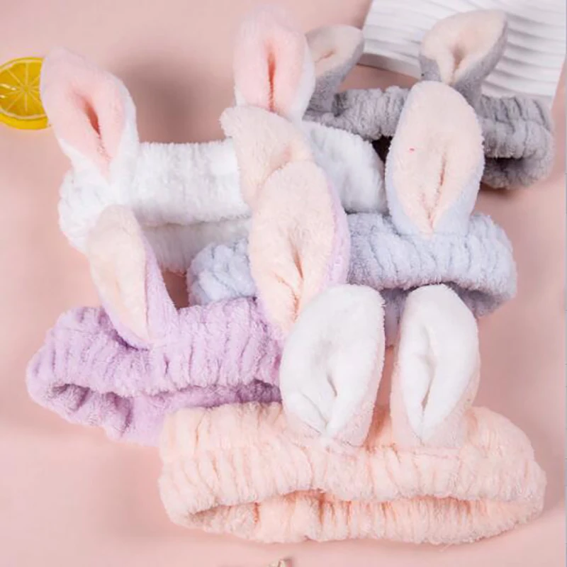 Plain Three-Dimensional Rabbit Ears Hair Band Hair Accessories Non-Slip Face Mask Headband Wash Hair Band Headgear