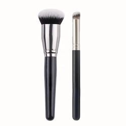 Premium Black Foundation Makeup Brush - Large Synthetic Buffing Tool (802 and 370)