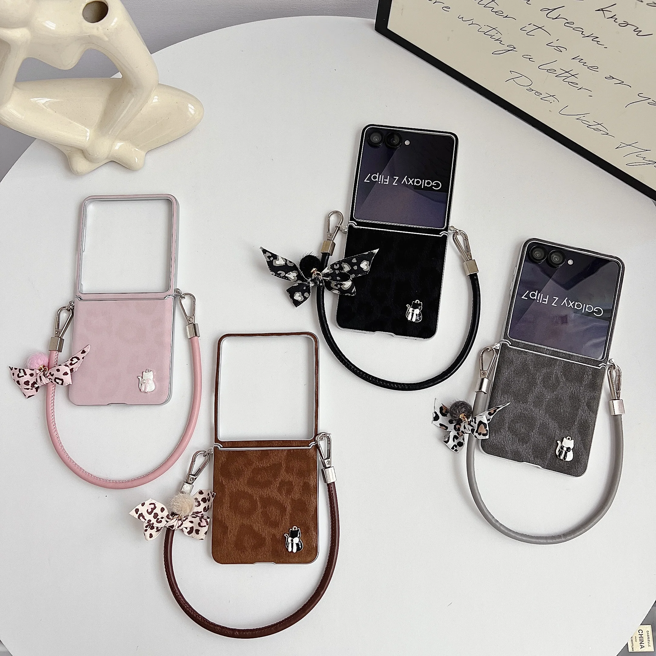 Luxury Litchi Striae PU Leather Phone Case with Lanyard – Premium Hard Back Cover