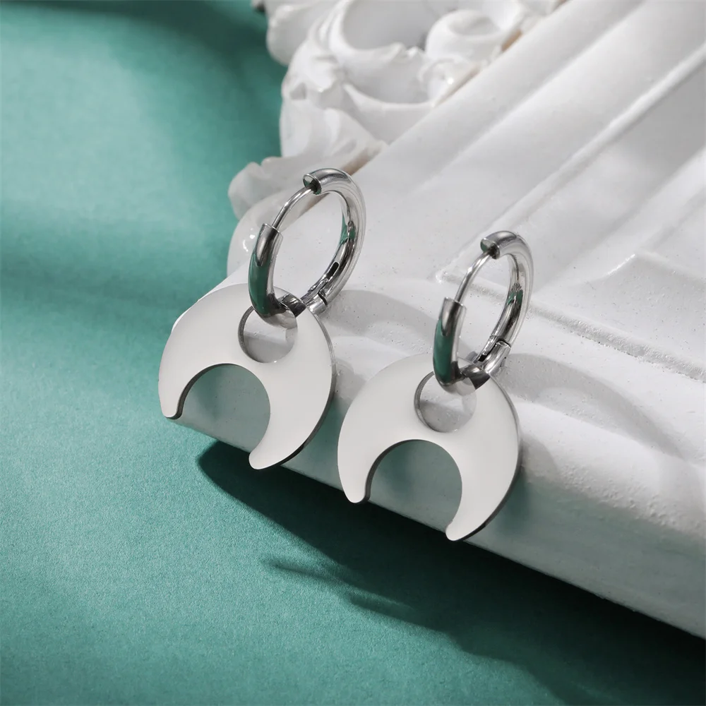 Edelstahl Ohrringe Frau Mond Stern Blume Anhänger Creolen 2023 Neue Leben des Baumes kolczyki Schmuck aretes de mujer – Detail 39