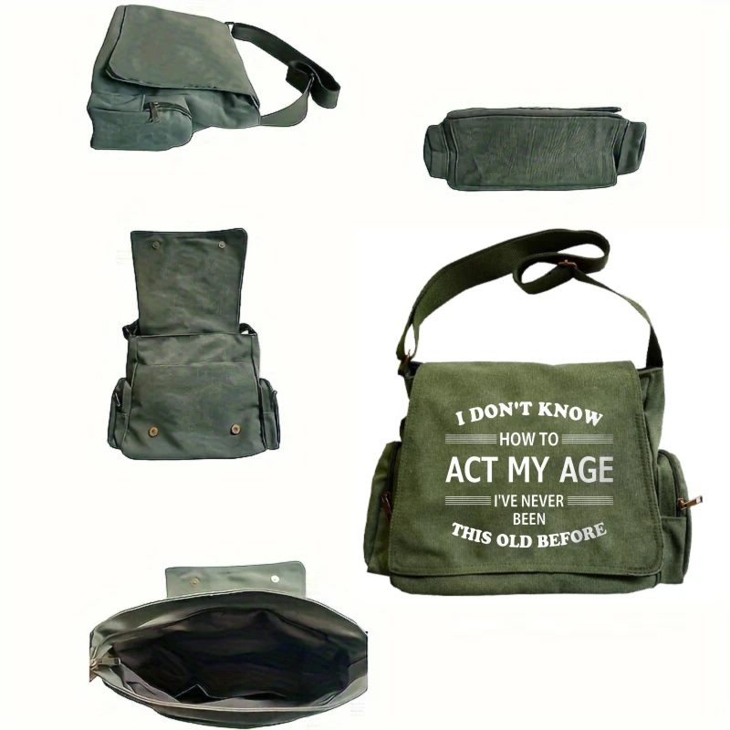 Casual Men's Shoulder Bag Women's Crossbody Bag Canvas Messenger Bag Large Capacity Laptop Bag Print