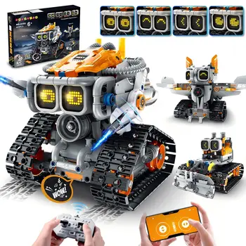 HOGOKIDS Changeable Expressions Robot Building Sets-3 in 1 APP Robotic with Sound Effect Rechargeable RC Robot Gift for Kids 6+ 1