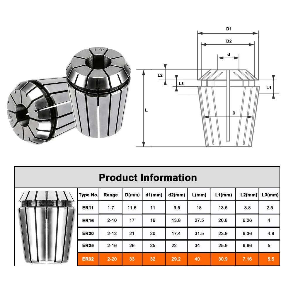 CNC   ɵ  и Ȧ   Ŭ, ER11 ER16 ER20 ER25 ER32 ER40 ݸ, 0.015mm
